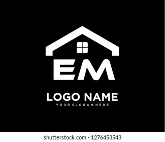 Initial EM home logo vector.