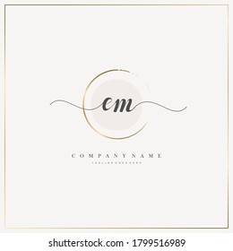 Initial EM Letter handwriting logo hand drawn template vector, logo for beauty, cosmetics, wedding, fashion and business, and other