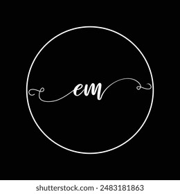 Initial EM letter handwriting monogram simple luxury