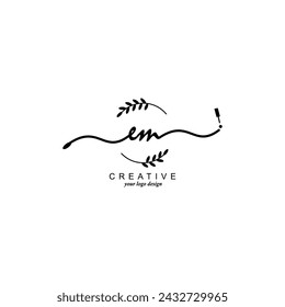 Initial EM logo handwriting botanical branding typography