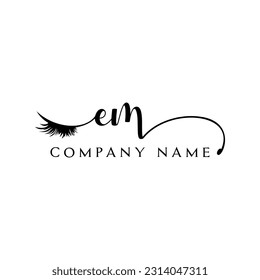 initial EM Logo lash logo eyelash vector modern symbols makeup