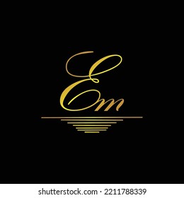Initial EM logo signature elegant gold element