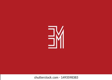 Initial EM ME Letter Logo Icon Design Template. Graphic Symbol and Alphabet E M Letters Symbol with Text.