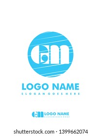 Initial EM negative space logo with circle template