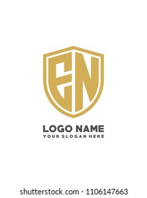 Initial EN abstract shield logo template vector