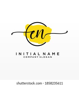 Initial EN beauty monogram and elegant logo design, handwriting logo of initial signature, wedding, fashion, floral and botanical with creative template.