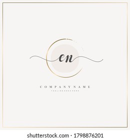Initial EN Letter handwriting logo hand drawn template vector, logo for beauty, cosmetics, wedding, fashion and business, and other