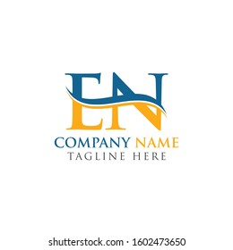 Initial EN Letter Linked Logo Vector Template. Swoosh Letter EN Logo Design.