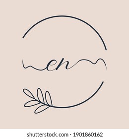 Initial EN logo Handwriting floral and botanical vector