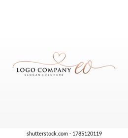 Initial EO beauty monogram and elegant logo design, handwriting logo of initial signature, wedding, fashion, floral and botanical with creative template.