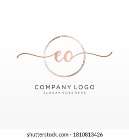 Initial EO beauty monogram and elegant logo design, handwriting logo of initial signature, wedding, fashion, floral and botanical with creative template.