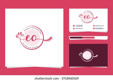 Initial EO Feminine logo collections and business card template.
