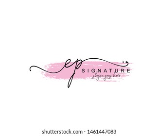 Initial EP beauty monogram and elegant logo design, handwriting logo of initial signature, wedding, fashion, floral and botanical with creative template.