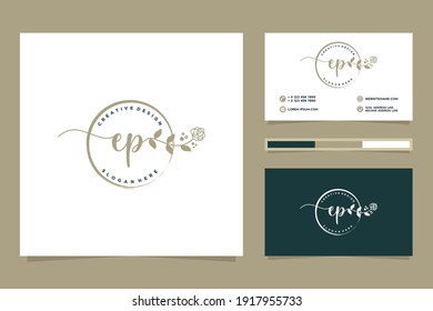 Initial EP Feminine logo collections and business card template.
