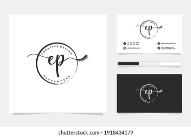 Colecciones iniciales del logotipo femenino de EP y plantilla de tarjetas de visita.
