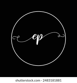Initial EP letter handwriting monogram simple luxury