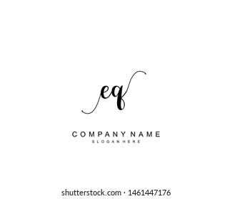 Initial EQ beauty monogram and elegant logo design, handwriting logo of initial signature, wedding, fashion, floral and botanical with creative template.