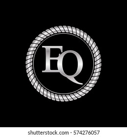 initial eq logo silver metallic with metal circle rope frame border decorative