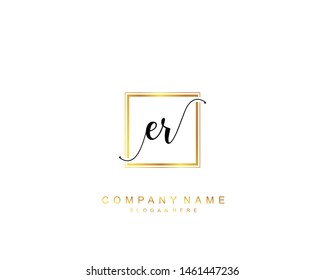 Initial ER beauty monogram and elegant logo design, handwriting logo of initial signature, wedding, fashion, floral and botanical with creative template.