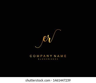 Initial ER beauty monogram and elegant logo design, handwriting logo of initial signature, wedding, fashion, floral and botanical with creative template.