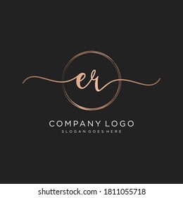 Initial ER beauty monogram and elegant logo design, handwriting logo of initial signature, wedding, fashion, floral and botanical with creative template.