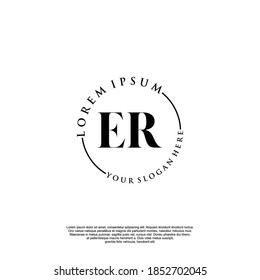 Initial ER beauty monogram and elegant logo design, handwriting logo of initial signature, wedding, fashion, floral and botanical with creative template.