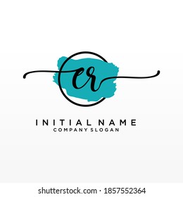 Initial ER beauty monogram and elegant logo design, handwriting logo of initial signature, wedding, fashion, floral and botanical with creative template.