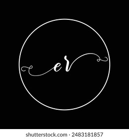 Initial ER letter handwriting monogram simple luxury