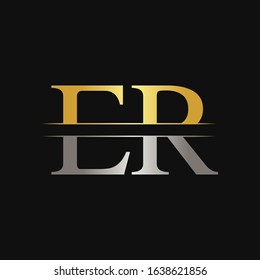 Initial ER Letter Logo With Creative Modern Calligraphy Vector Template. Creative Abstract Letter ER Logo Design