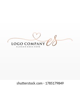 Initial ES beauty monogram and elegant logo design, handwriting logo of initial signature, wedding, fashion, floral and botanical with creative template.