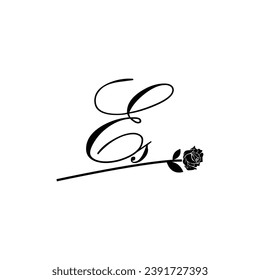 Initial ES handwriting flower typography ornament modern