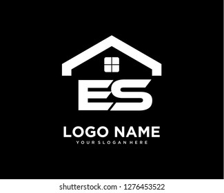 Initial ES home logo vector.