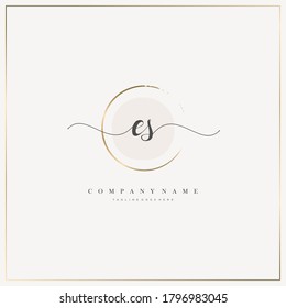 Initial ES Letter handwriting logo hand drawn template vector, logo for beauty, cosmetics, wedding, fashion and business, and other