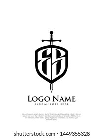 initial ES letter with shield style logo template vector