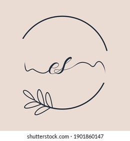 Initial ES logo Handwriting floral and botanical vector