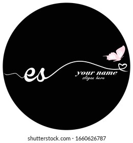 Initial ES logo handwriting vector butterfly illustration