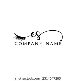 initial ES Logo lash logo eyelash vector modern symbols makeup