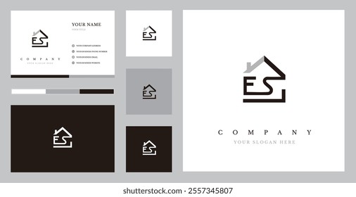 Initial ES Real Estate Logo Design Vector