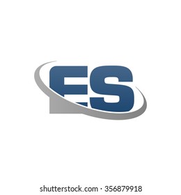 initial ES swoosh ring company logo blue gray