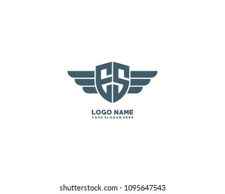 Initial ES wing logo template vector