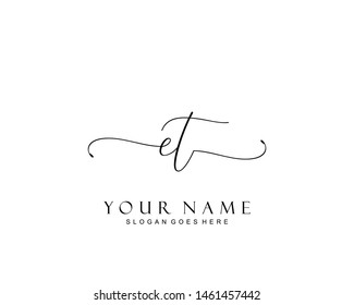 Initial ET beauty monogram and elegant logo design, handwriting logo of initial signature, wedding, fashion, floral and botanical with creative template.