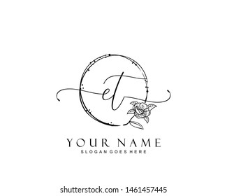 Initial ET beauty monogram and elegant logo design, handwriting logo of initial signature, wedding, fashion, floral and botanical with creative template.