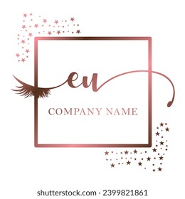 Initial EU calligraphy company eye and eyelash handwriting