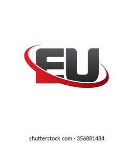 initial EU swoosh ring company logo red black