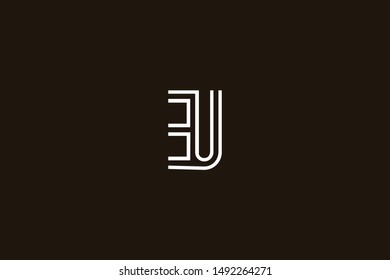 Initial EU UE Letter Logo Icon Design Template. Graphic Symbol and Alphabet E U Letters Symbol with Text.