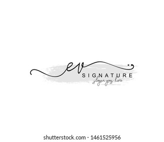 Initial EV beauty monogram and elegant logo design, handwriting logo of initial signature, wedding, fashion, floral and botanical with creative template.