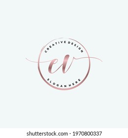 Initial EV beauty monogram and elegant logo design, handwriting logo of initial signature, wedding, fashion, floral and botanical with creative template.