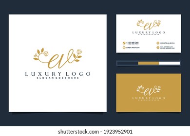 Initial EV Feminine logo collections and business card template.