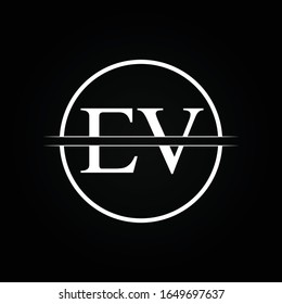 Plantilla de vectores profesionales con logotipo vinculado a la carta EV inicial. Diseño de logotipo de carta creativa EV