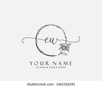 Initial EW beauty monogram and elegant logo design, handwriting logo of initial signature, wedding, fashion, floral and botanical with creative template.